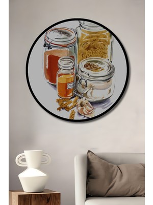 Özgürce Ahşap Yuvarlak Çerçeveli Baharat Kavanozları, Şık ve Işlevsel Dekorasyon