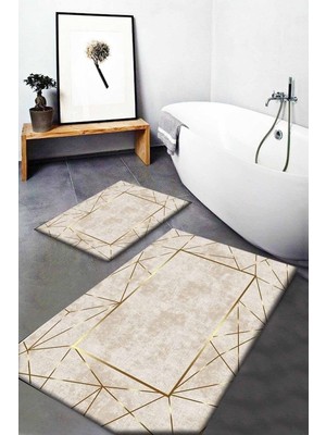Handanca Banyo Halısı Ikili Klozet Takımı Kaymaz Tabanlı (60 x 100 cm + 40 x 60 Cm)
