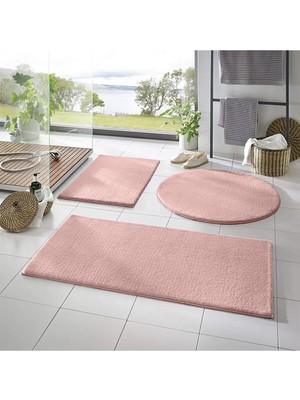 PremiumPort Yumuşak Peluş Banyo Halısı Seti, 3'lü, Yıkanabilir, Renkli ve Şık