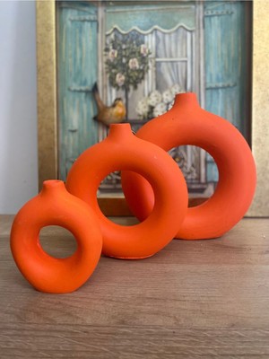 Özgürce Renkli Üçlü Vazo Seti, Büyük, Orta ve Küçük Boylar, Şık Dekorasyon Parçası