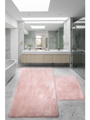 PremiumPort Yumuşak ve Konforlu 2'li Banyo Halısı Paspası Seti, Kaymaz Özellikli