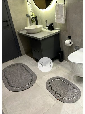 PremiumPort 2'li Jüt ve Hasır Banyo Paspas Takımı, Yıkanabilir ve Hediyelik