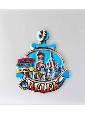 Mundy Belek ( Boğazkent , Kadriye , Kundu ) Temalı Polyester Kabartmalı Magnet 5,5 x 7,5  cm (KOD:1101) Dekoratif Hediyelik Buzdolabı Süsü