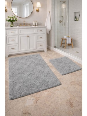 PremiumPort Yumuşak Dokulu Vizon Banyo Paspası Takımı, Şık ve Konforlu Kullanım