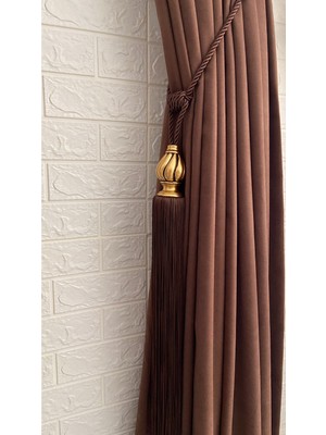 Özgürce Kısa Sarmal Polyester Perde Aksesuarı Püsküllü Braçol Kornişe Takım