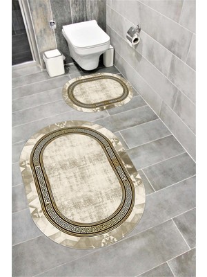 Özgürce Yumuşak Kaymaz Tabanlı Sünger Dolgulu Dekoratif Banyo Paspası Takımı