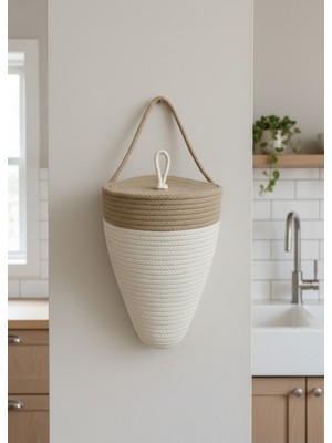 Özgürce Dekoratif Kapaklı Poşet Düzenleyici Sepet 30X20 cm