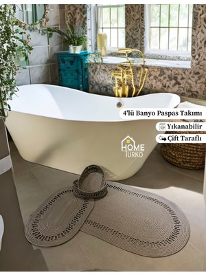 PremiumPort 2'li Jüt ve Hasır Paspas Takımı, Banyo ve Dekorasyon Için Şık Set