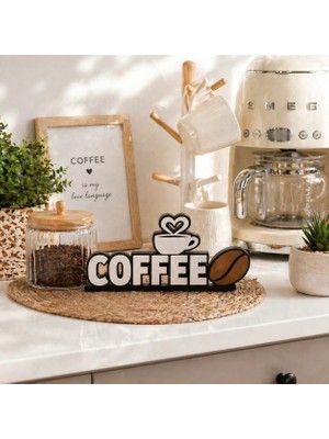 Luvena Kahve Köşesi Dekoru Coffee Yazılı Dekoratif Biblo Mutfak Dekorasyonu Masaüstü Süs Objesi