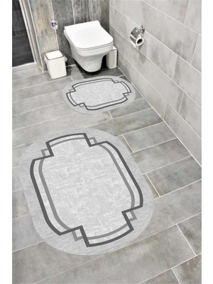 Özgürce Yumuşak Süngerli Kaymaz Tabanlı Dekoratif Banyo Paspası Takımı