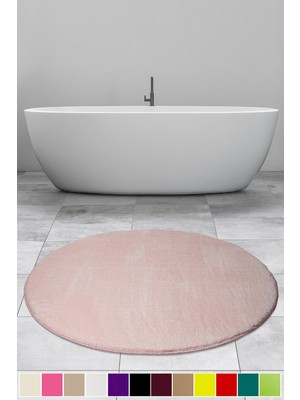 PremiumPort Pufidik Yuvarlak Banyo Halısı, Kaymaz Taban, 120X120 cm