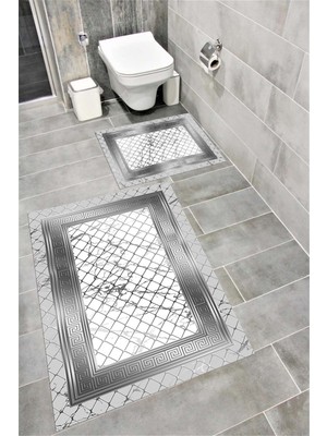 Özgürce Yumuşak Kaymaz Tabanlı Sünger Dolgulu Banyo Paspası Takımı