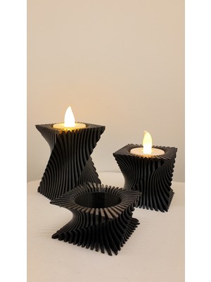 Özgürce 3D Tasarımlı Dekoratif LED Tealight Mumluk Seti, Şık ve Modern Ev Aksesuarı