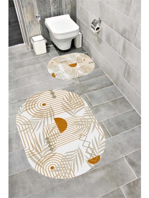 Özgürce Yumuşak Sünger Dekoratif Banyo Paspası Takımı Kaymaz Taban