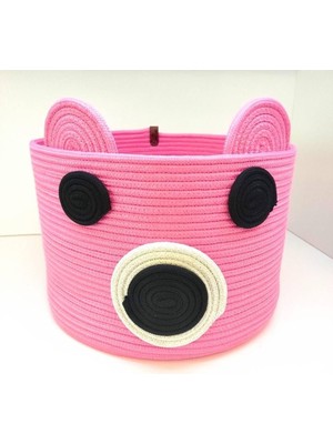 Özgürce Sevimli Ayı Tasarımlı Pamuk Ip Saklama Sepeti, Oyuncak ve Bebek Eşyaları Için