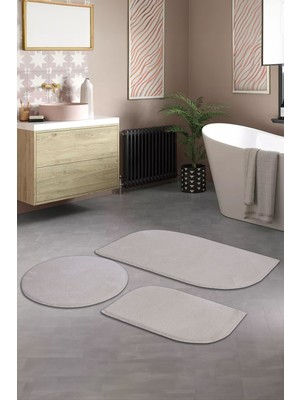 Handanca Yumuşak Makinede Yıkanabilir Saçaklı Modern Klozet Takımı Ekru 3'lü Set( 60X100-60X60-60X40 )