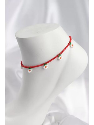 Renas Store Pembe Renk Boncuklu Papatya Motifli Halhal - TJ-HH1668