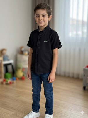 Aydede Kids Erkek Çocuk Kısa Kollu Keten Gömlek – Pamuklu Rahat Kesim Şık Yazlık Gömlek