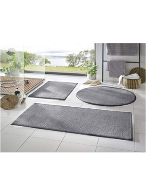 Handanca 3'lü Banyo Halısı Peluş Post Halı Klozet Takımı 100X60 60X40 (60X60 Yuvarlak)