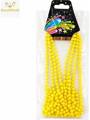 Siv Ticaret Mey Ithalat® Neon Sarı Boncuk Kolye 80 cm – Retro 80’ler 90’lar Parti Aksesuarı