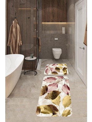 Handanca Banyo Halısı Ikili Klozet Takımı Kaymaz Tabanlı Banyo Paspas TAKIMI(60X100 + 40X60)