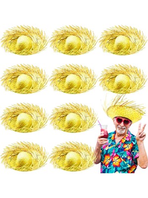 Siv Ticaret Mey Ithalat® Tropikal Parti Sarı Hasır Hawaii Şapkası 13X36 cm