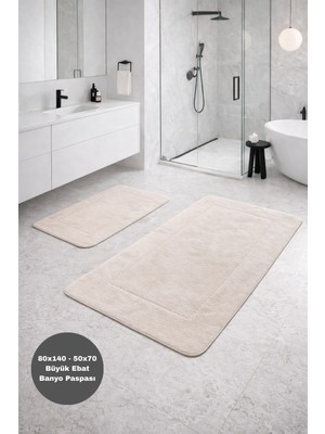 PremiumPort Serenza Vizon Banyo Paspası Seti 80X140 ve 50X70, Kaymaz Taban