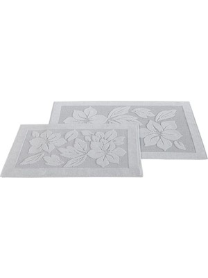 Handanca Derya 2'li Banyo Ayak Havlusu Takımı 1 Adet 50X70 cm ve 1 Adet 60X95 cm Gri %100 Pamuklu