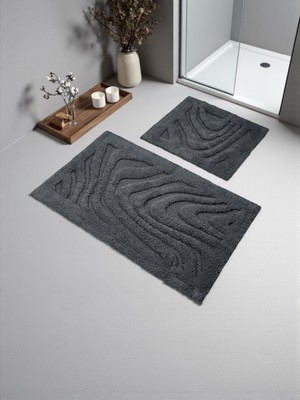 Handanca Astraa Pamuklu Banyo Paspas Takımı (60X100)(50X60SIYAH+