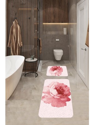 Handanca Banyo Halısı Ikili Klozet Takımı Kaymaz Tabanlı Banyo Paspas Takımı (60X100 + 40X60)