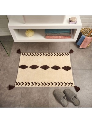 Handanca Soft Tufting Thek Banyo Paspası - Ekru - 60X90 cm