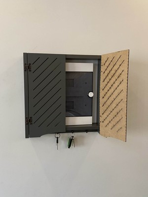 Özgürce Ahşap Dekoratif Elektrik Pano Düzenleyici Antrasit Renkli Kutulu