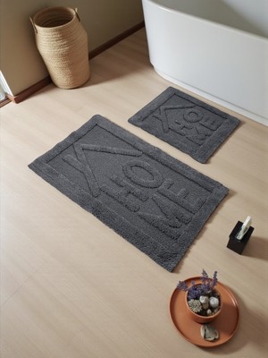 Handanca Myraa Pamuklu Banyo Paspas Takımı (60X100)(50X60SIYAH+-001