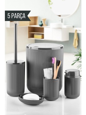 PremiumPort Şık 5 Parça Banyo Seti, Temizlik ve Konfor Için Idealdir