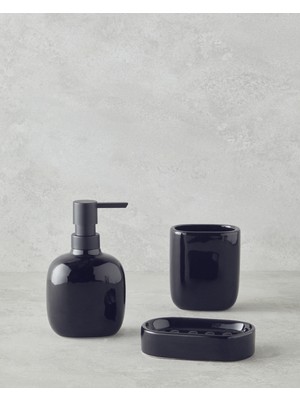 PremiumPort Şık Siyah Seramik Banyo Seti 3'lü, Modern ve Elegant Tasarım