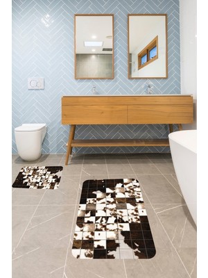 Handanca Banyo Halısı Ikili Klozet Takımı Kaymaz Tabanlı Banyo Paspas Takımı