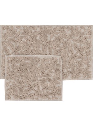 Handanca Plus Çiçekli Paspas Seti Vizon