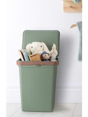 PremiumPort Yeşil Çok Amaçlı 10 Lt Kulplu Oyuncak ve Çamaşır Kutusu