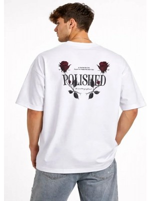 Efnaz Style Erkek Bisiklet Yaka Baskılı Kısa Kollu Tişört Streetwear Günlük Basic Pamuklu T-Shirt - Beyaz