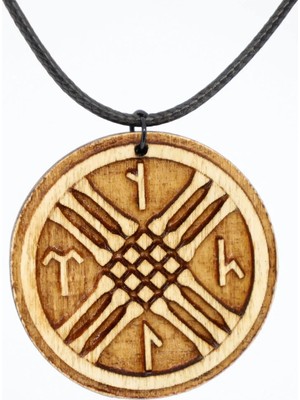 Tamgacrafts Tengri Tamga Türk Ahşap Tahta Kolye Ucu Sembol Deri Ip Rölyef El Yapımı 3.5cm Unisex