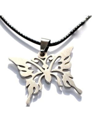 Tamgacrafts Paslanmaz Çelik Kelebek Kolye Kararmaz Anti Alerjik Deri Kayış Veya Zincir