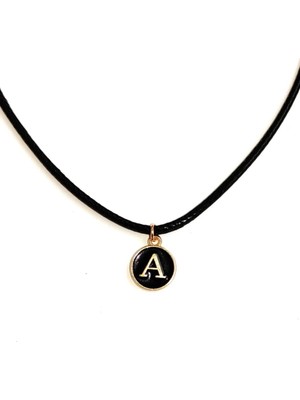 Tamgacrafts A Harfi Emaye Kaplı Ufak Harf Kolye Altın Renk Siyah Zemin Solmaz Metal Alaşım