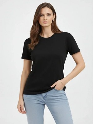 Efnaz Style Bisiklet Yaka Tişört Regular Kalıp Basic Pamuklu Günlük Kullanım T-Shirt - Siyah