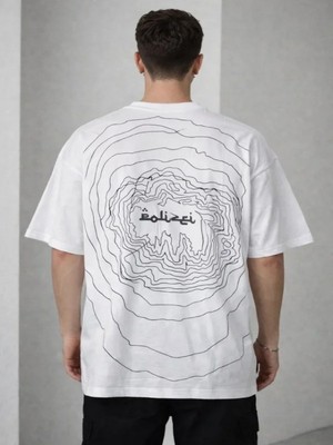 Efnaz Style Erkek Bisiklet Yaka Baskılı Kısa Kollu Tişört Streetwear Günlük Basic Pamuklu T-Shirt - Beyaz