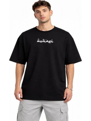 Efnaz Style Erkek Bisiklet Yaka Baskılı Kısa Kollu Tişört Streetwear Günlük Basic Pamuklu T-Shirt - Siyah