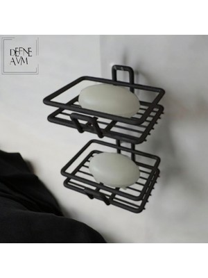 PremiumPort Yapışkanlı 2'li Metal Sabunluk Seti, Banyo ve Mutfak Için Şık Tasarım