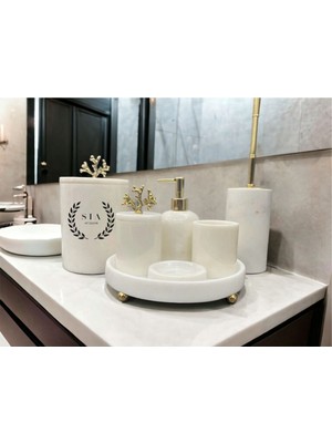 PremiumPort 7'li Mermer Görünümlü Banyo Seti, Şıklık ve Fonksiyon Bir Arada