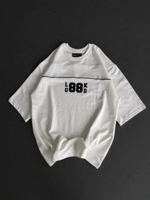Efnaz Style Unisex Bisiklet Yaka Baskılı Oversize T-Shirt - Beyaz
