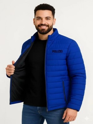 Efnaz Style Erkek Mikro Su Itici Kapitone Baskılı Astarlı Fermuarlı Bomber Mont - Saks Mavisi