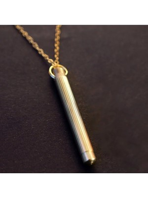 Tamgacrafts Paslanmaz Çelik Ince Çubuk Şişe Kolye Altın Renk Zincir Mini Hatıra Saklama Şişesi Çevirmeli Kapak